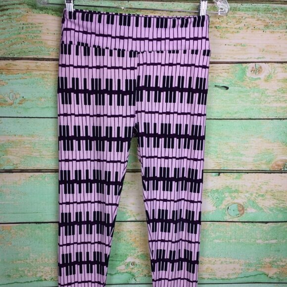 Lularoe women's purple & black stretch lounge legging pants Sz One Size - Picture 1 of 7